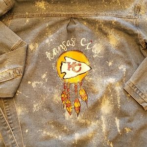 Hand Painted KANSAS CITY Chiefs denim jacket, Large